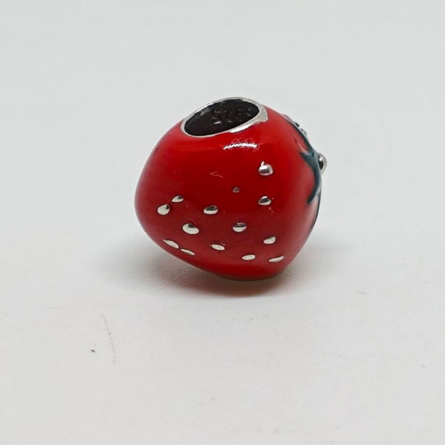 Silver Charm 925 Strawberry with Enamel and Zirconia like new