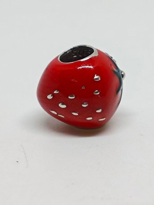 Silver Charm 925 Strawberry with Enamel and Zirconia like new
