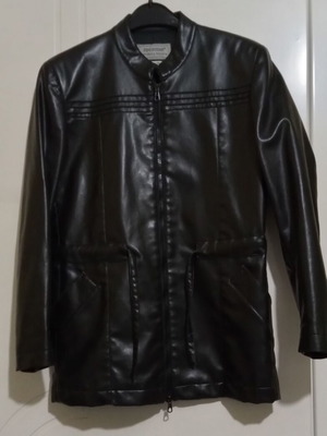 Vintage women's FENDISSIME eco leather jacket like new, black, size S