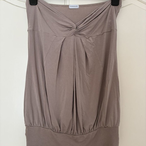 Intimissimi Taupe Modal Viscose Twist Front Bandeau Tube Top Size L Soft Ribbed Trim Strapless Shirt like new