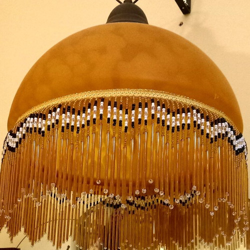 Pendant lamp with beads, diameter 0.30 m, height 0.30 m like new