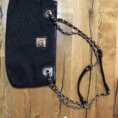 Donna Karan shoulder bag like new, black fabric with chain
