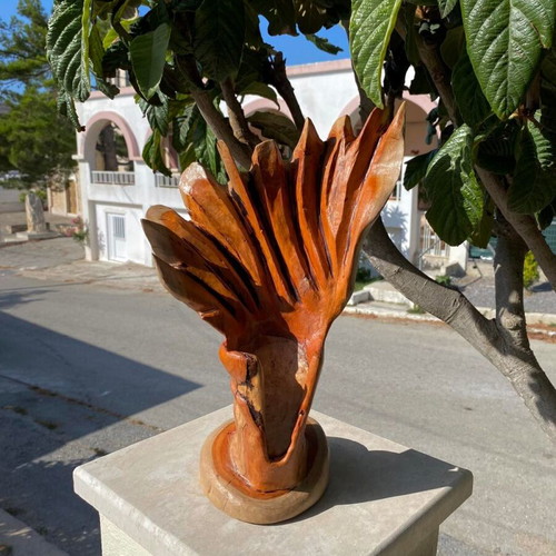 Woodcarving artwork from natural eucalyptus wood