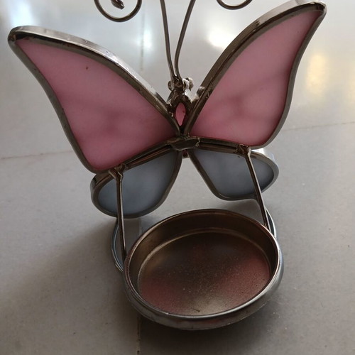 Vintage glass romantic jars with flowers & butterfly tealight holder