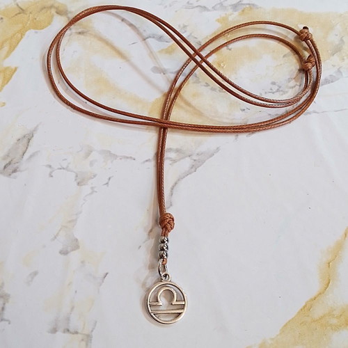 Men's pendant zodiac Libra new, brown and silver