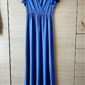 Μπλε μακρύ κρουαζέ φόρεμα