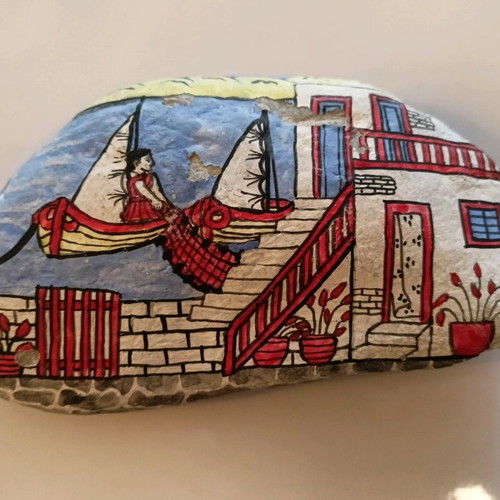Painted stone new, island theme
