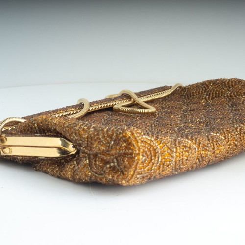 Vintage Evening Clutch Bag used with sparkling beadwork and gold clasp