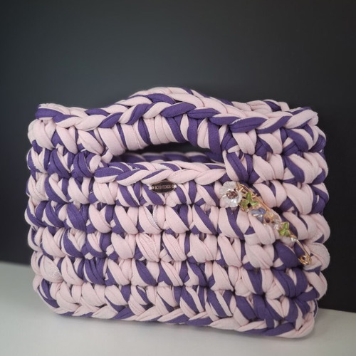 Handmade purple knitted handbag new