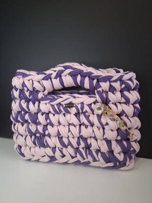 Handmade purple knitted handbag new