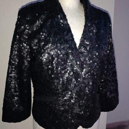 Black sequin jacket like new, size L