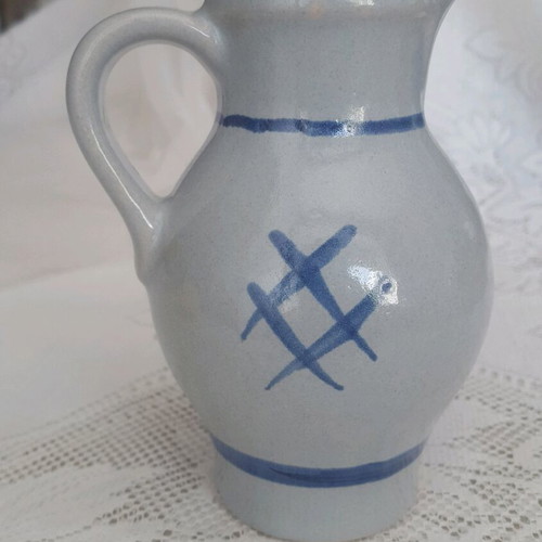 Vintage ceramic vase with handle from East Germany used