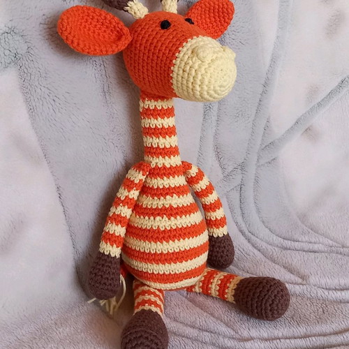 Organic knitted giraffe toy new, handmade