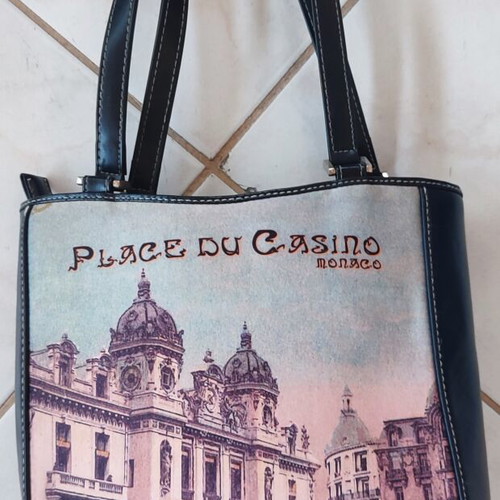 Y Not? Shoulder Bag used, Place du Casino Monaco design, multicolor