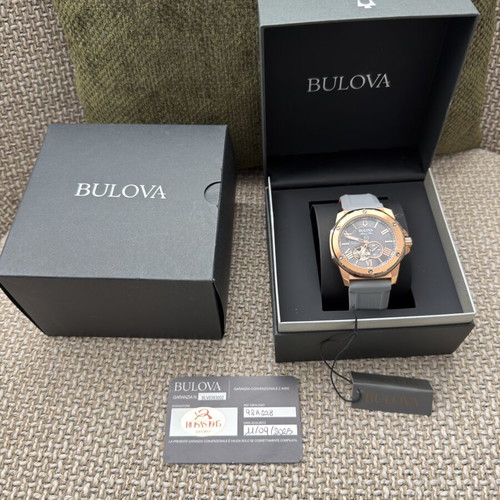 Bulova Marine Star Automatic watch 98A228, new, grey and rose gold-tone