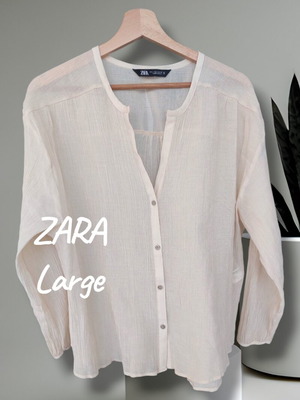 Блуза Zara бежова large като нова, вискоза