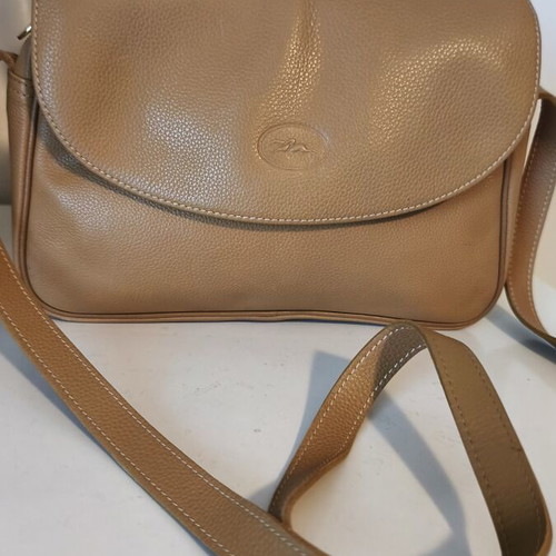 Longchamp crossbody bag used, dark beige pecan leather