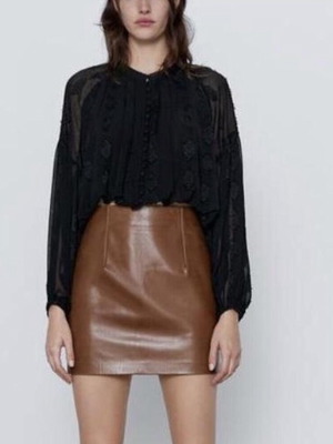 Zara black airy women's medium summer cropped shirt like new