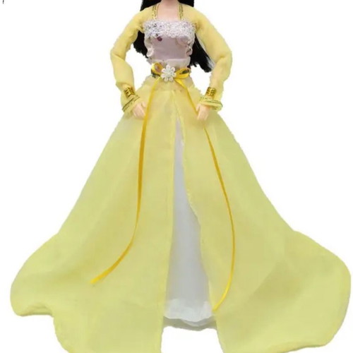 Doll Dress "Beauty" yellow-white - 7183