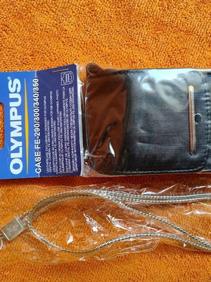 Genuine leather Olympus compact camera case new with strap