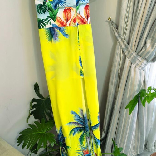 Yellow Skort Jumpsuit Small Tropical Print Like New