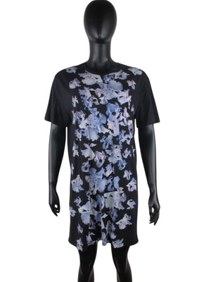 Alexander McQueen women's dress size L like new, black with purple floral cotton