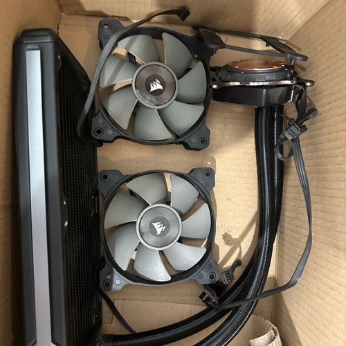 Corsair Hydro H100i v2 CPU liquid cooler used, dual 120mm fans for Socket 115x