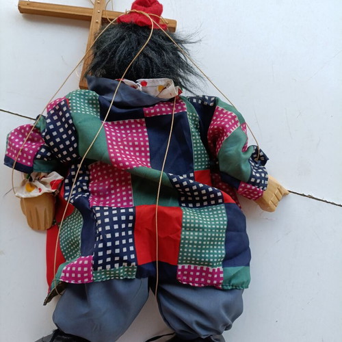 Clown Marionette vintage large size with wooden control cross