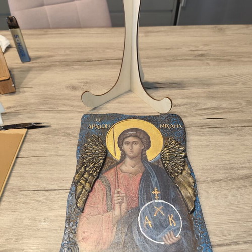 Icon Art Archangel Michael Handmade Religious Decoration
