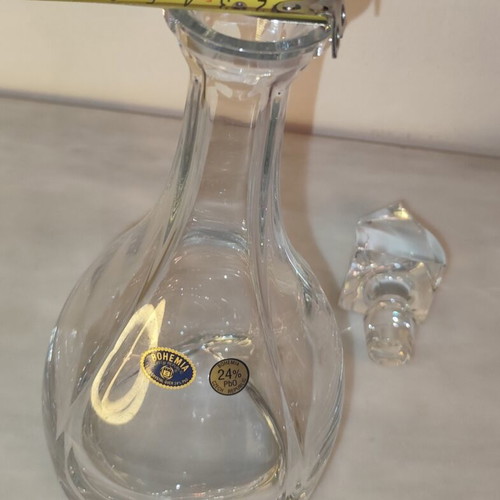 Bohemia Crystal Quadro Decanter like new with matching stopper