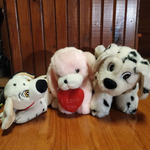 Plush dogs used, set of 3, approximately 30 cm