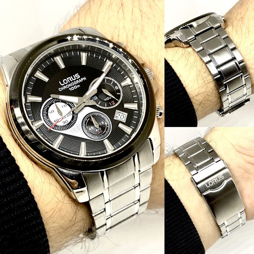 LORUS-SEIKO chronograph 44mm stainless steel, waterproof 100m with sapphire