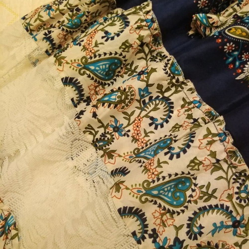 Long summer dress like new with pattern and adjustable waist