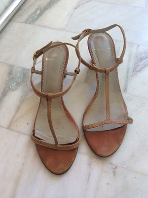 Vavoulas women's sandals used, brown, size 40, leather