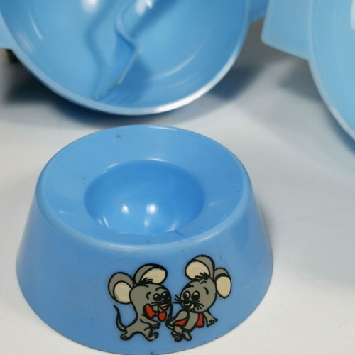 Vintage Siaroplast Greek Children's Dinner Set used, blue