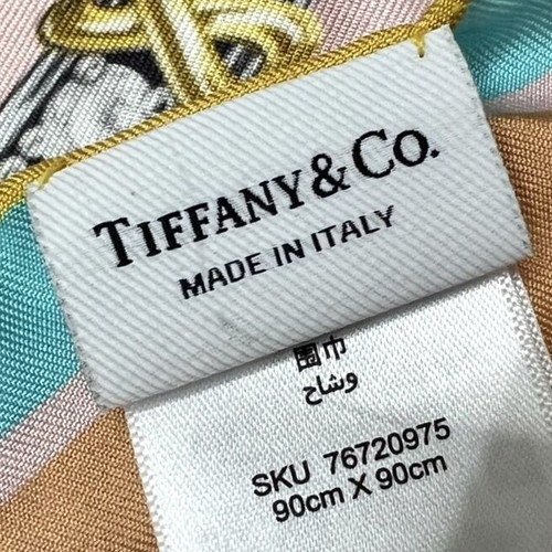 Копринен шал Tiffany & Co в розово и Tiffany синьо като нов
