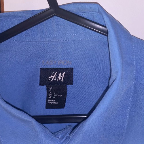 Ανδρικό πουκάμισο H&M μεταχειρισμένο, γαλάζιο, μέγεθος L, slim fit