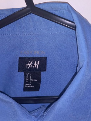 Ανδρικό πουκάμισο H&M μεταχειρισμένο, γαλάζιο, μέγεθος L, slim fit