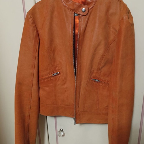 Suede jacket used, orange, size S