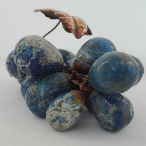 Vintage Lapis Lazuli grape decoration with copper leaves, 1970s, like new