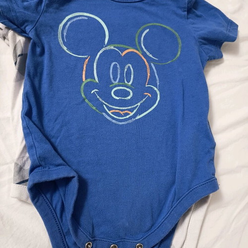 Set of 2 used short-sleeve bodysuits up to 18m Gap white and blue