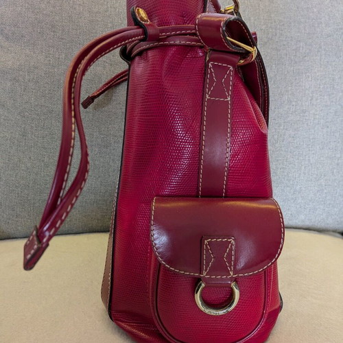 Lancel Elsa Sellier red leather shoulder handbag used