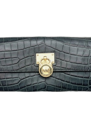 Michael Kors зелен кожен портфейл с капак употребяван