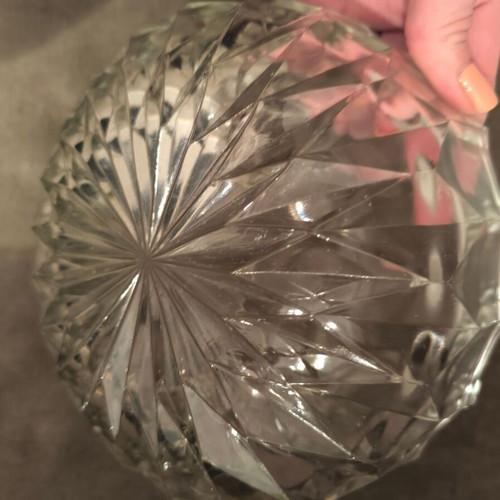 Glass bowl heavy carved like new