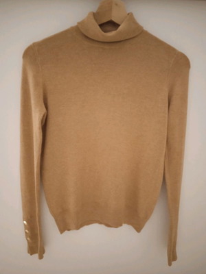 Zara knitted turtleneck sweater used, camel, size small