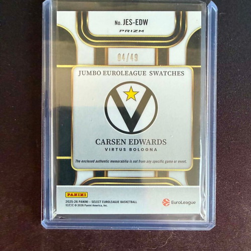 2025-26 Panini Select Euroleague Carsen Edwards Jumbo Jersey Patch silver