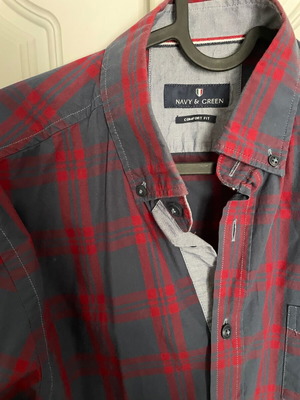 Navy & Green dark blue and red checkered shirt