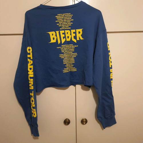 Justin Bieber hoodie crop sweatshirt new, Stadium tour merch