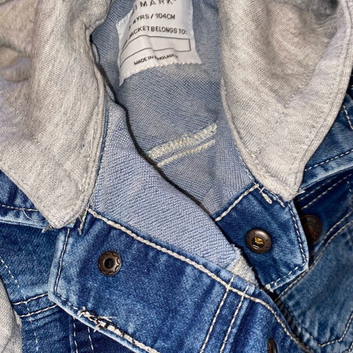 Primark kids denim jacket like new, grey and blue, 104 cm