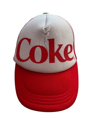 Vintage Coca-Cola Trucker Cap big logo 90s red white USA style like new
